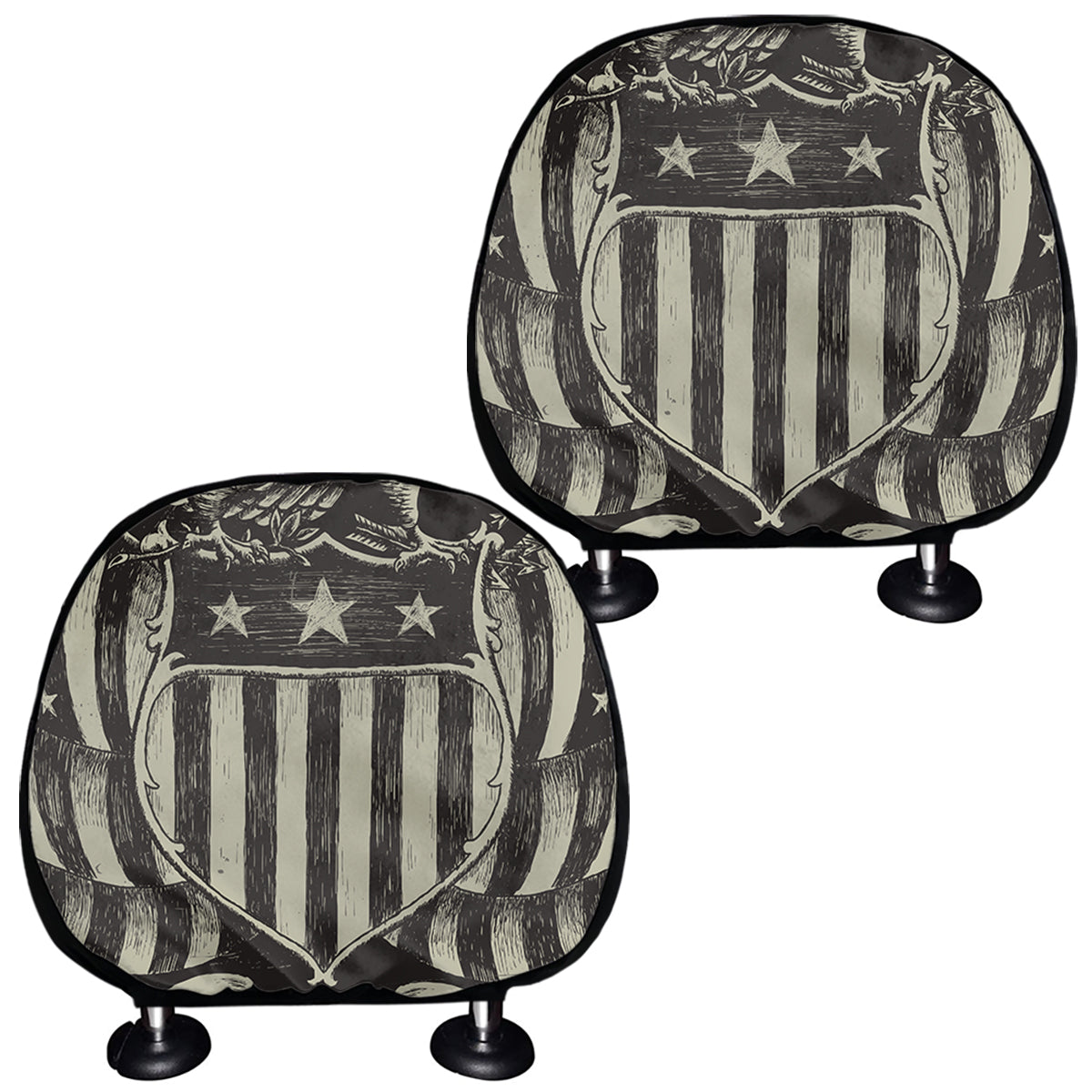 United We Stand American Flag Print Car Headrest Covers
