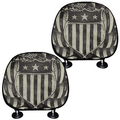 United We Stand American Flag Print Car Headrest Covers
