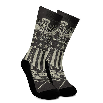 United We Stand American Flag Print Crew Socks