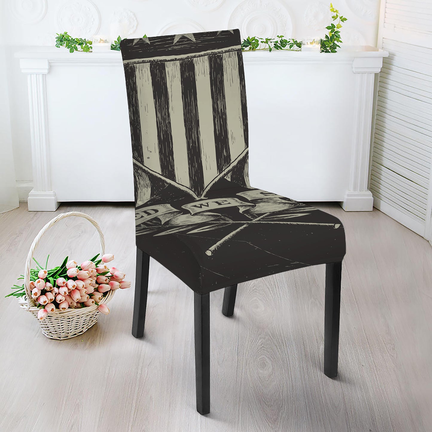 United We Stand American Flag Print Dining Chair Slipcover