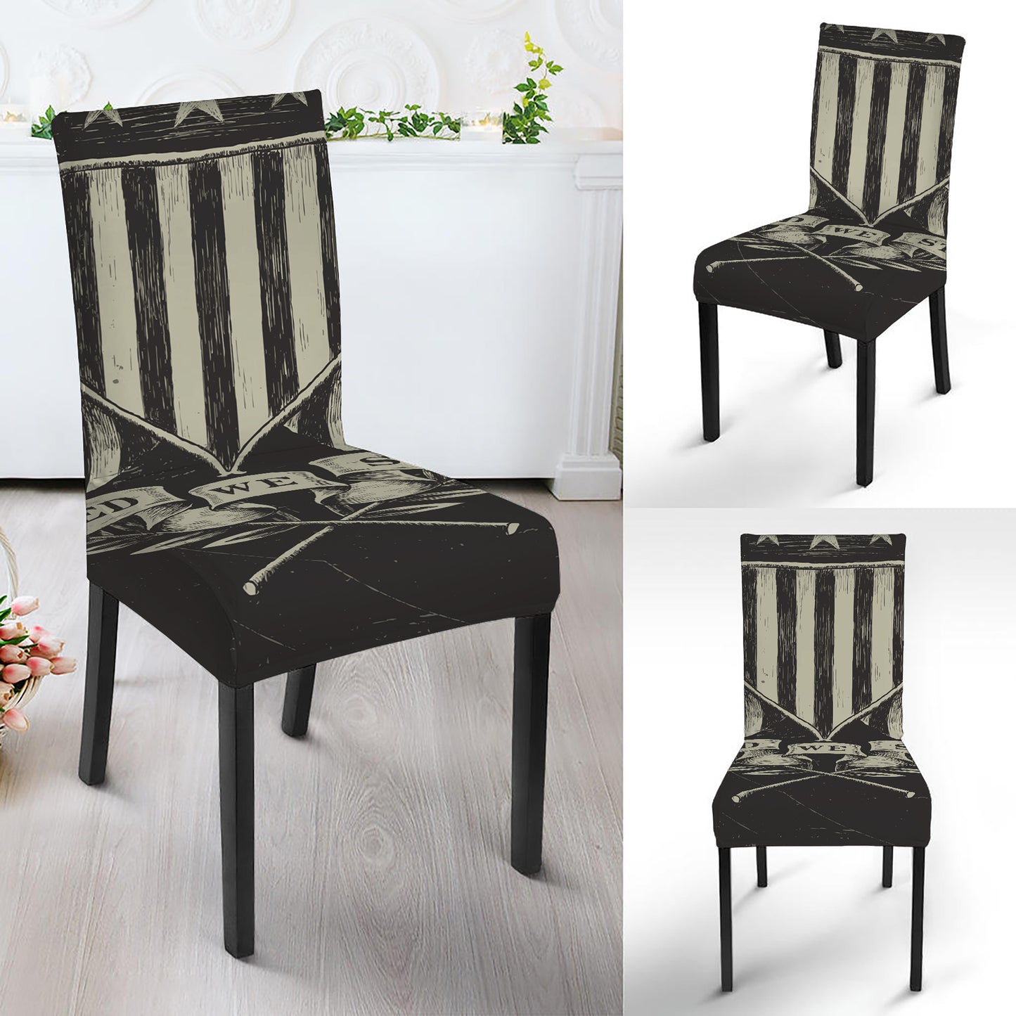 United We Stand American Flag Print Dining Chair Slipcover