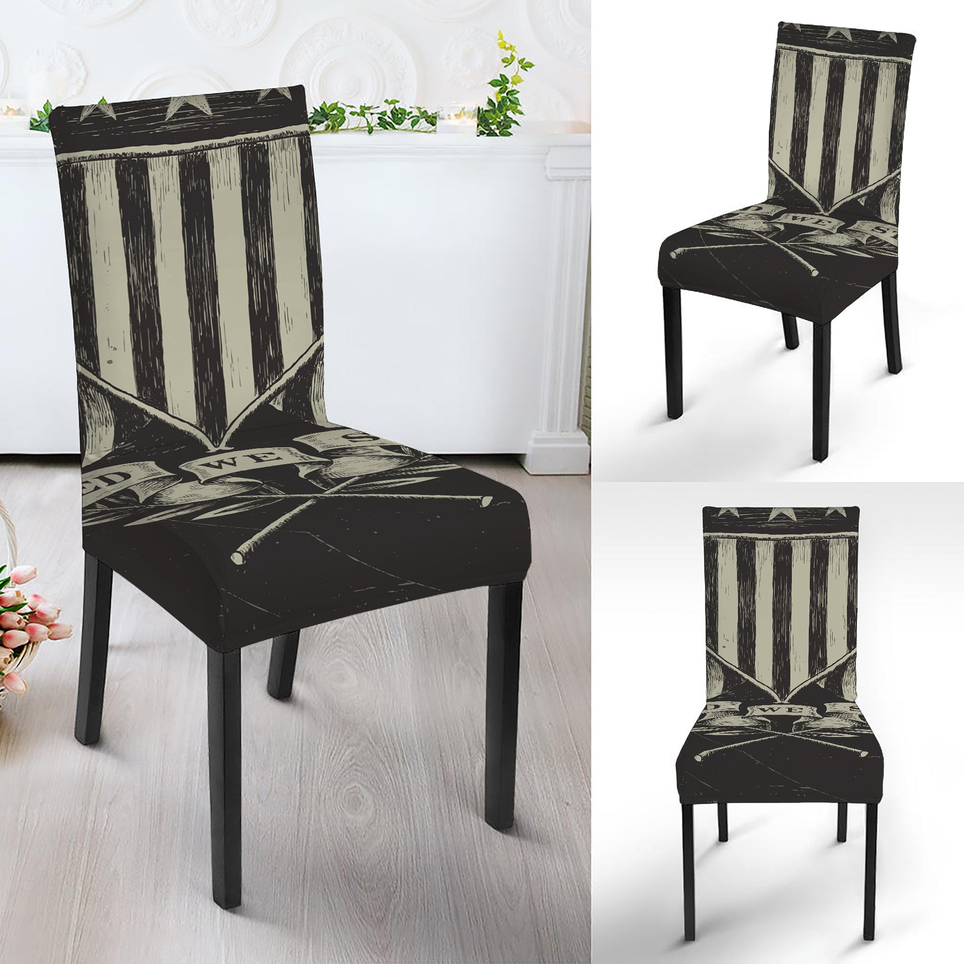 United We Stand American Flag Print Dining Chair Slipcover