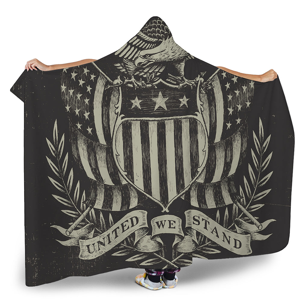 United We Stand American Flag Print Hooded Blanket