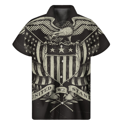 United We Stand American Flag Print Men's Short Sleeve Shirt