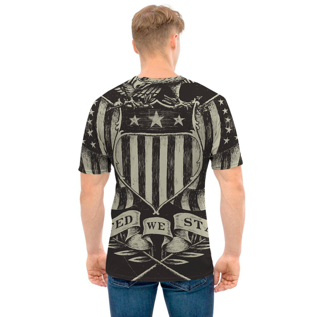 United We Stand American Flag Print Men's T-Shirt