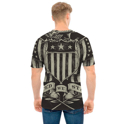 United We Stand American Flag Print Men's T-Shirt