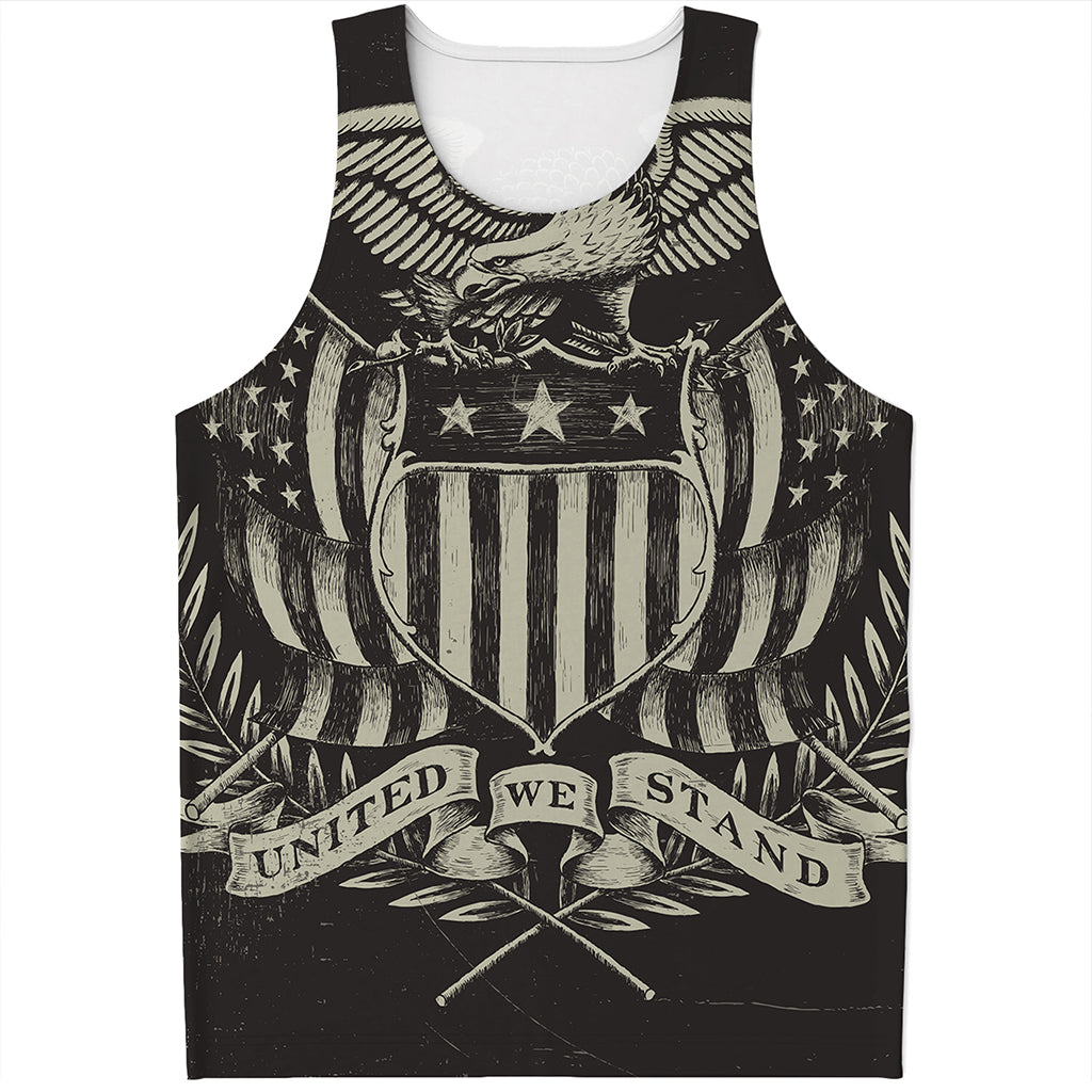 United We Stand American Flag Print Men's Tank Top