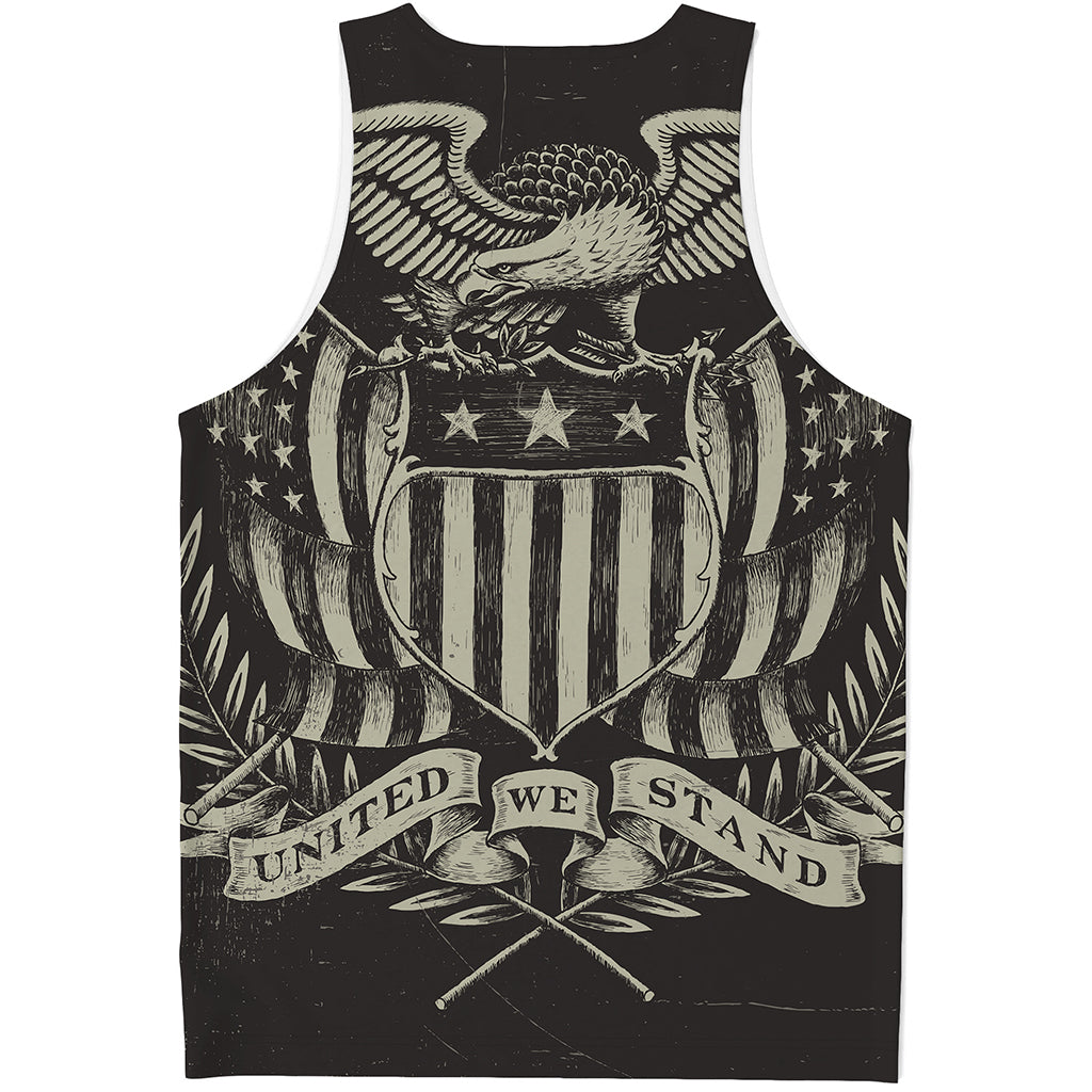 United We Stand American Flag Print Men's Tank Top