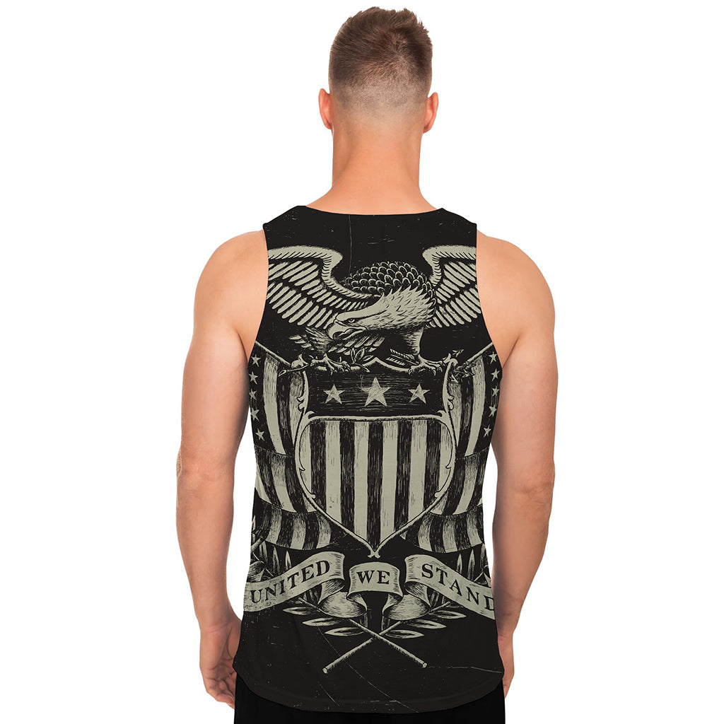 United We Stand American Flag Print Men's Tank Top