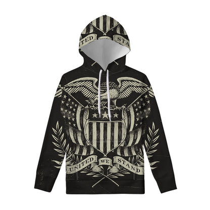 United We Stand American Flag Print Pullover Hoodie