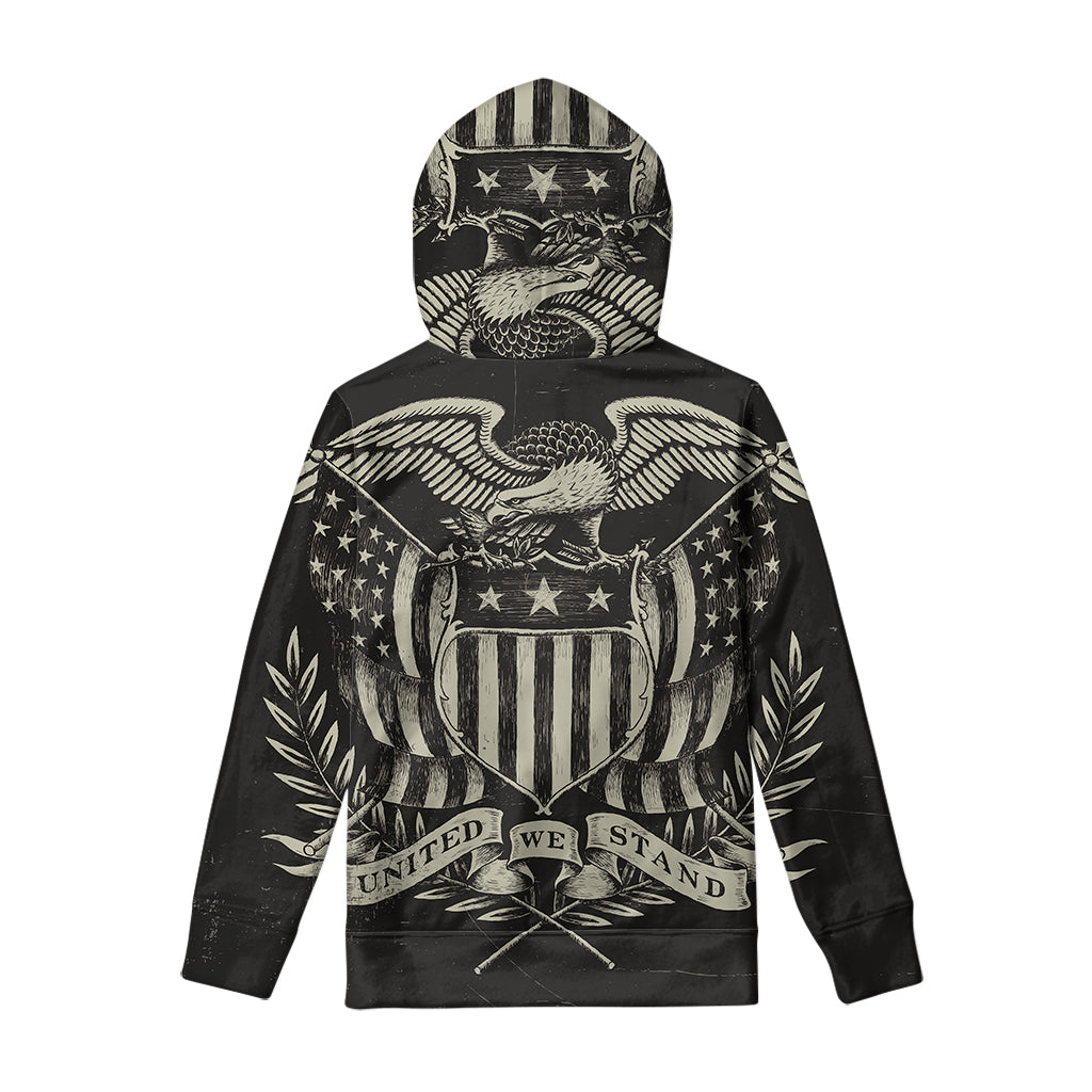 United We Stand American Flag Print Pullover Hoodie