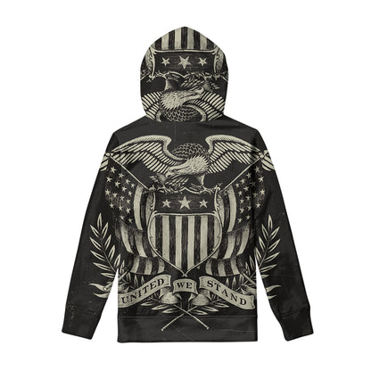United We Stand American Flag Print Pullover Hoodie
