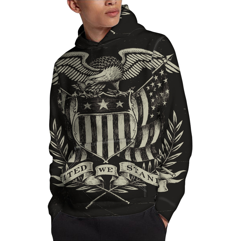 United We Stand American Flag Print Pullover Hoodie