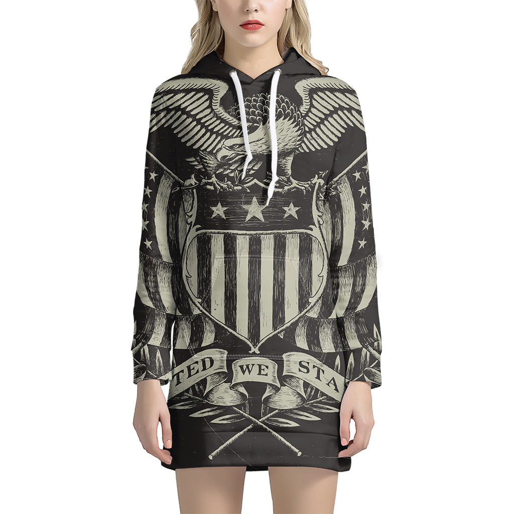 United We Stand American Flag Print Pullover Hoodie Dress