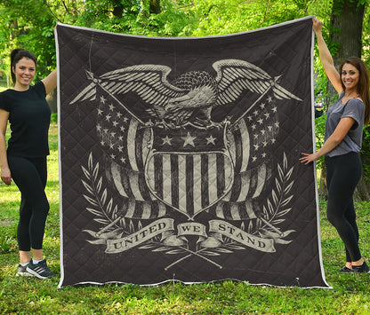 United We Stand American Flag Print Quilt
