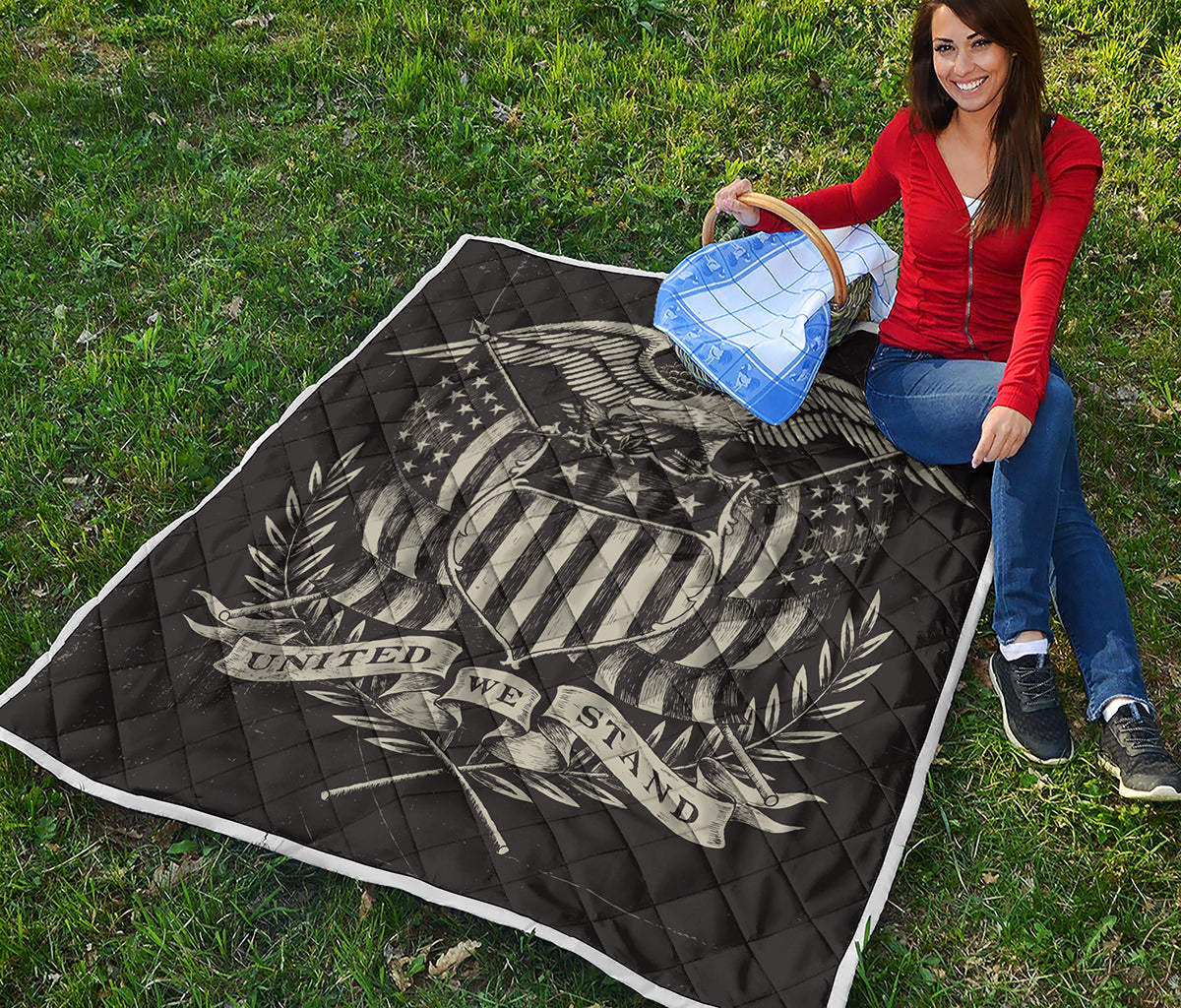 United We Stand American Flag Print Quilt