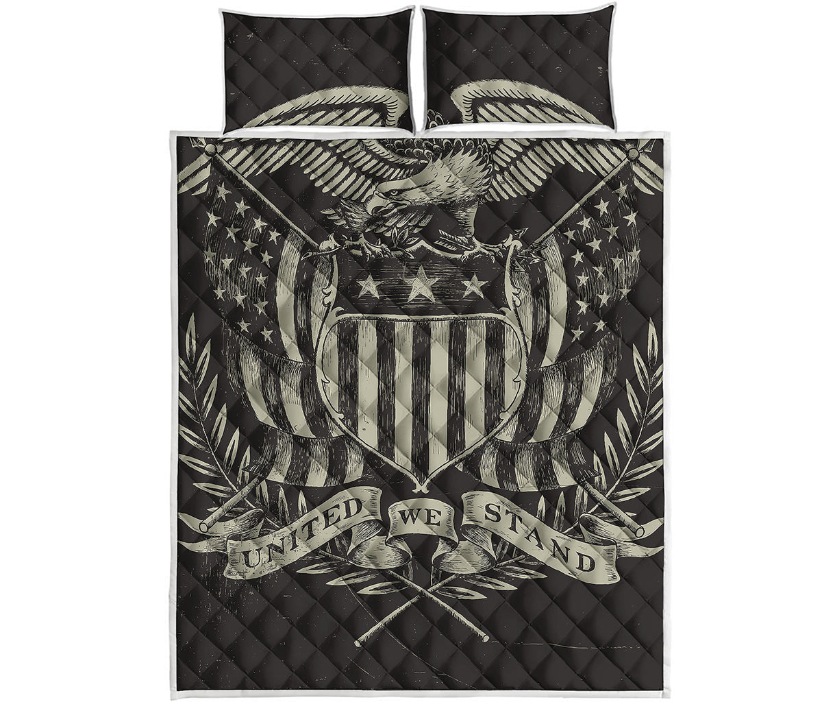 United We Stand American Flag Print Quilt Bed Set