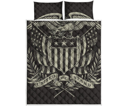 United We Stand American Flag Print Quilt Bed Set