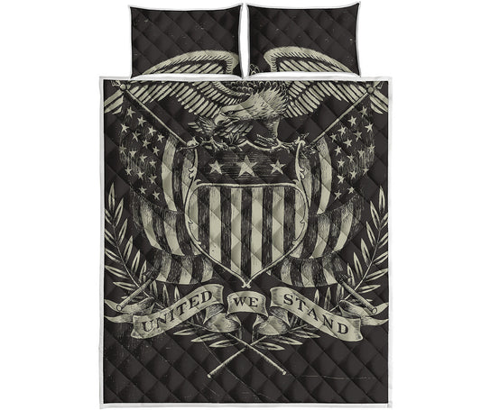 United We Stand American Flag Print Quilt Bed Set