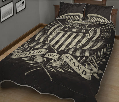 United We Stand American Flag Print Quilt Bed Set