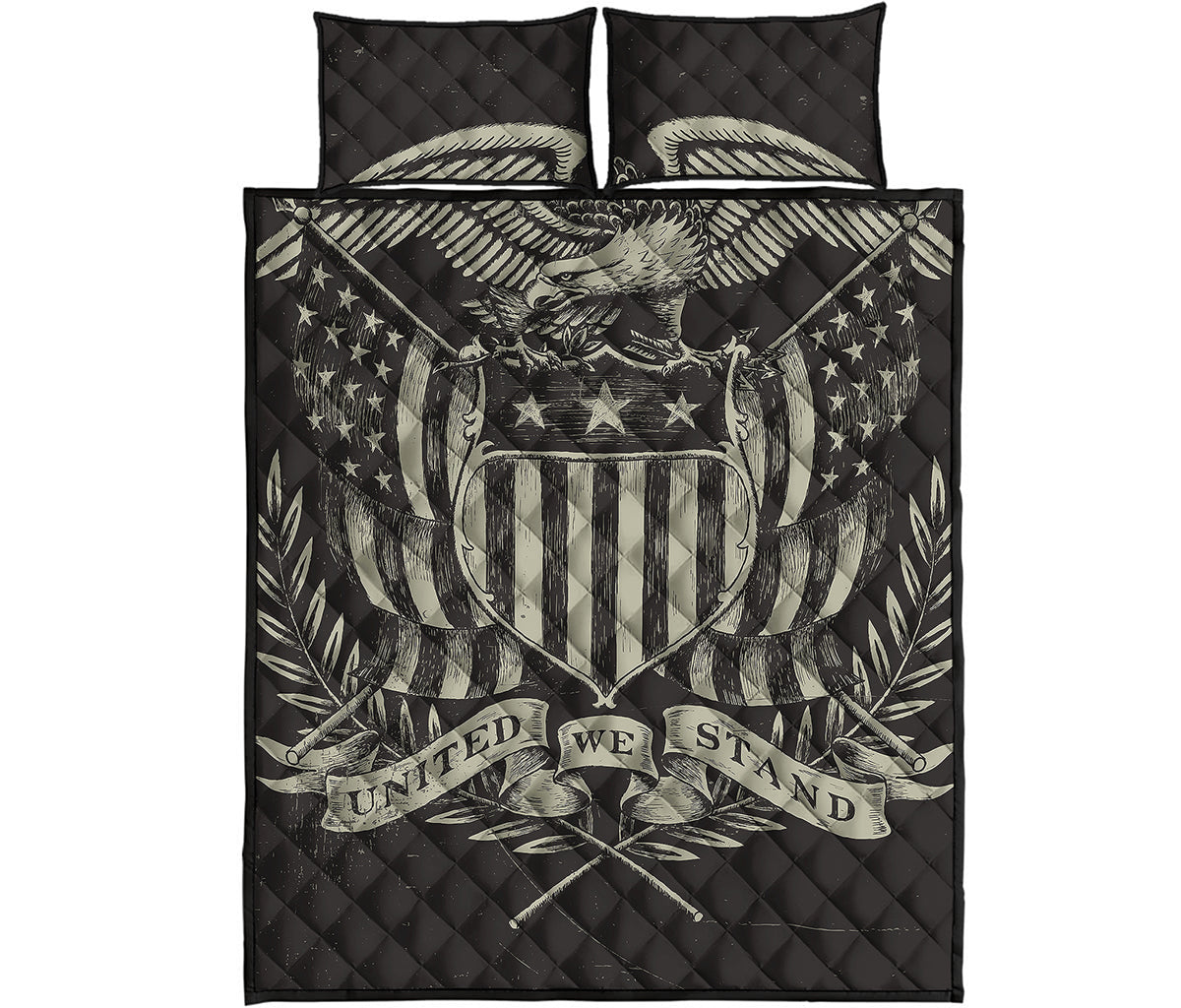 United We Stand American Flag Print Quilt Bed Set