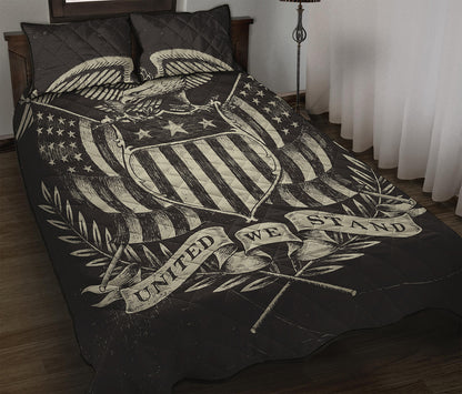 United We Stand American Flag Print Quilt Bed Set