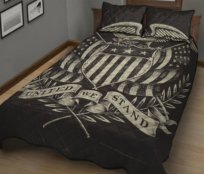 United We Stand American Flag Print Quilt Bed Set