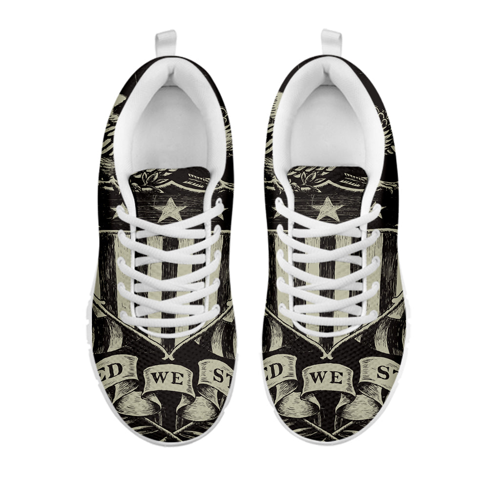 United We Stand American Flag Print White Sneakers