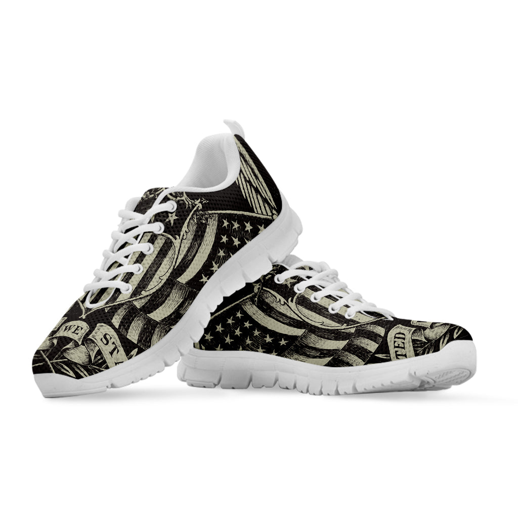 United We Stand American Flag Print White Sneakers