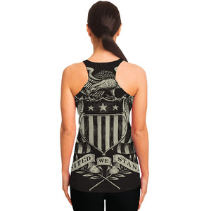 United We Stand American Flag Print Women's Racerback Tank Top