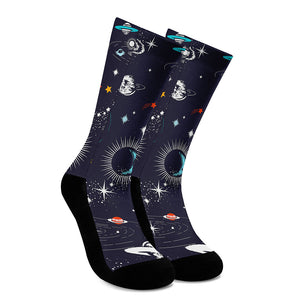 Universe Galaxy Outer Space Print Crew Socks