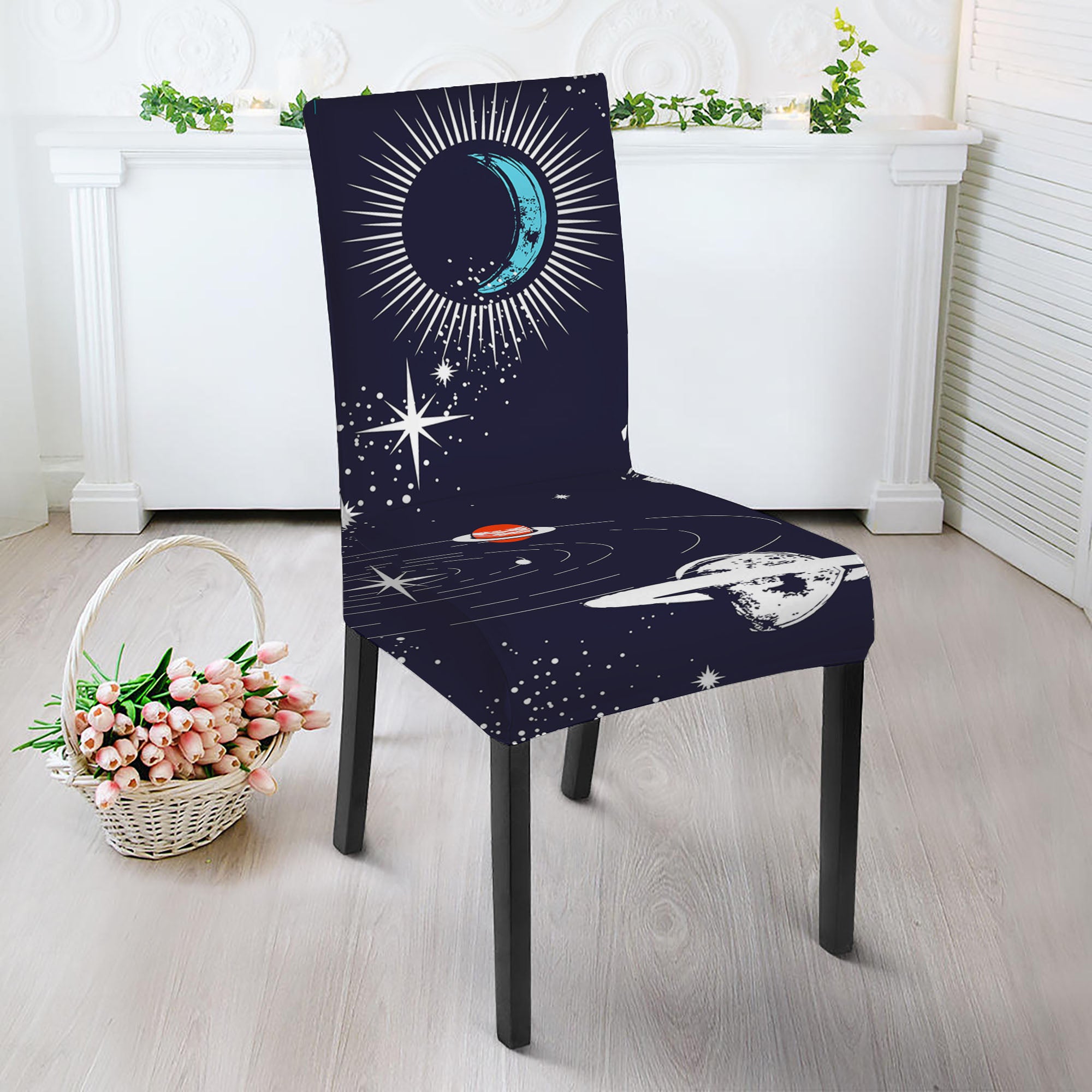 Universe Galaxy Outer Space Print Dining Chair Slipcover