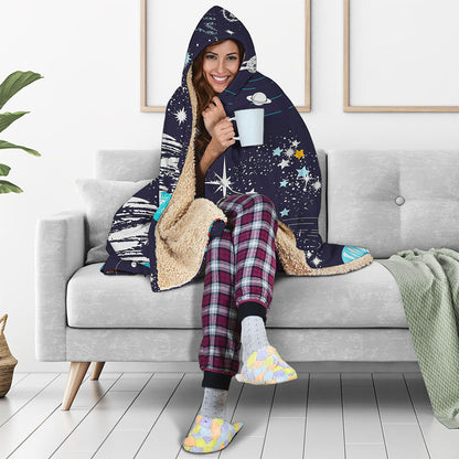 Universe Galaxy Outer Space Print Hooded Blanket