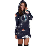 Universe Galaxy Outer Space Print Hoodie Dress GearFrost