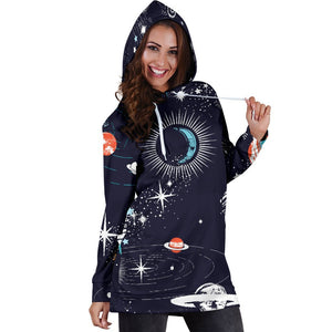 Universe Galaxy Outer Space Print Hoodie Dress GearFrost