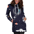 Universe Galaxy Outer Space Print Pullover Hoodie Dress