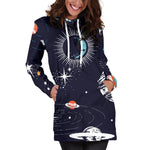 Universe Galaxy Outer Space Print Hoodie Dress GearFrost