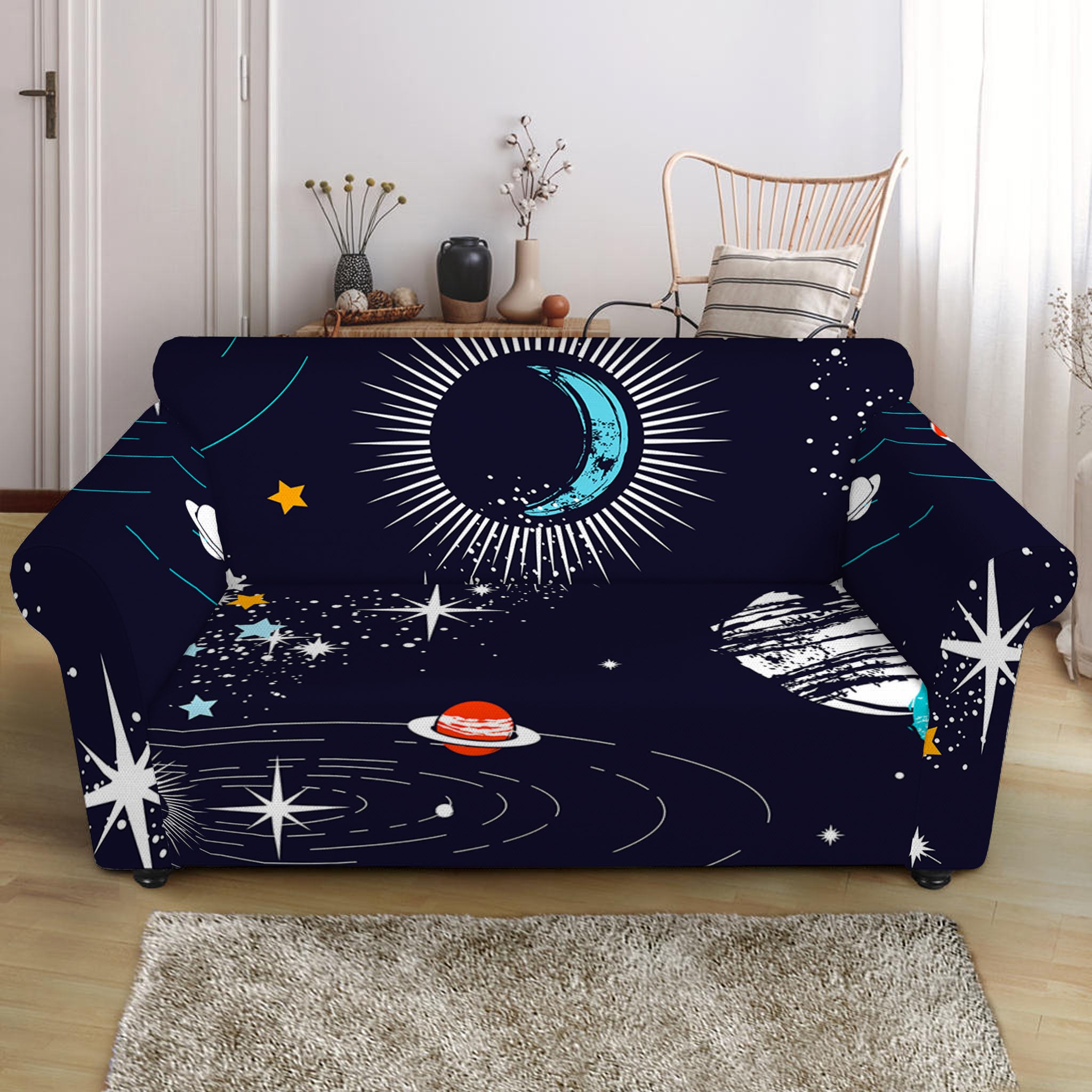 Universe Galaxy Outer Space Print Loveseat Slipcover