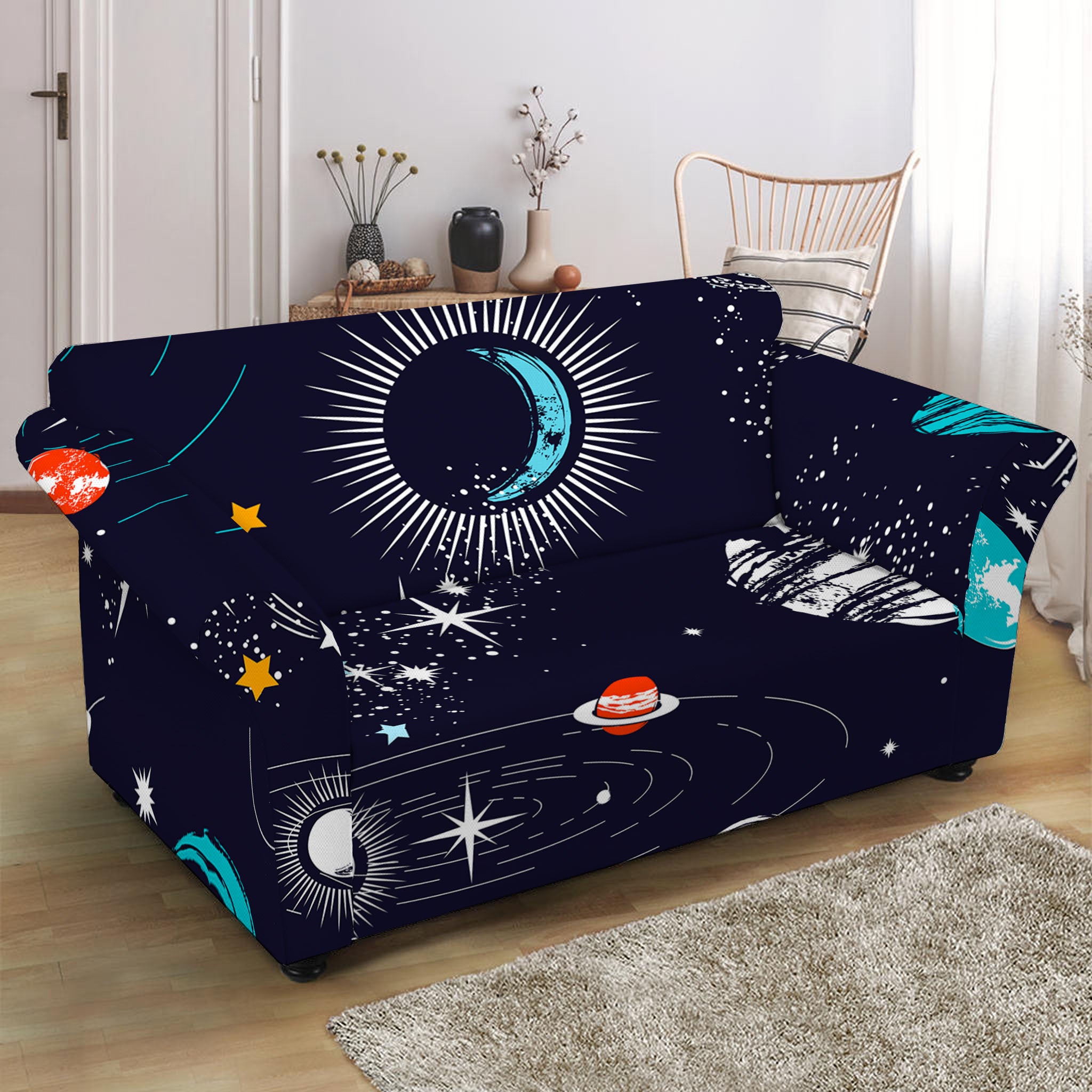 Universe Galaxy Outer Space Print Loveseat Slipcover