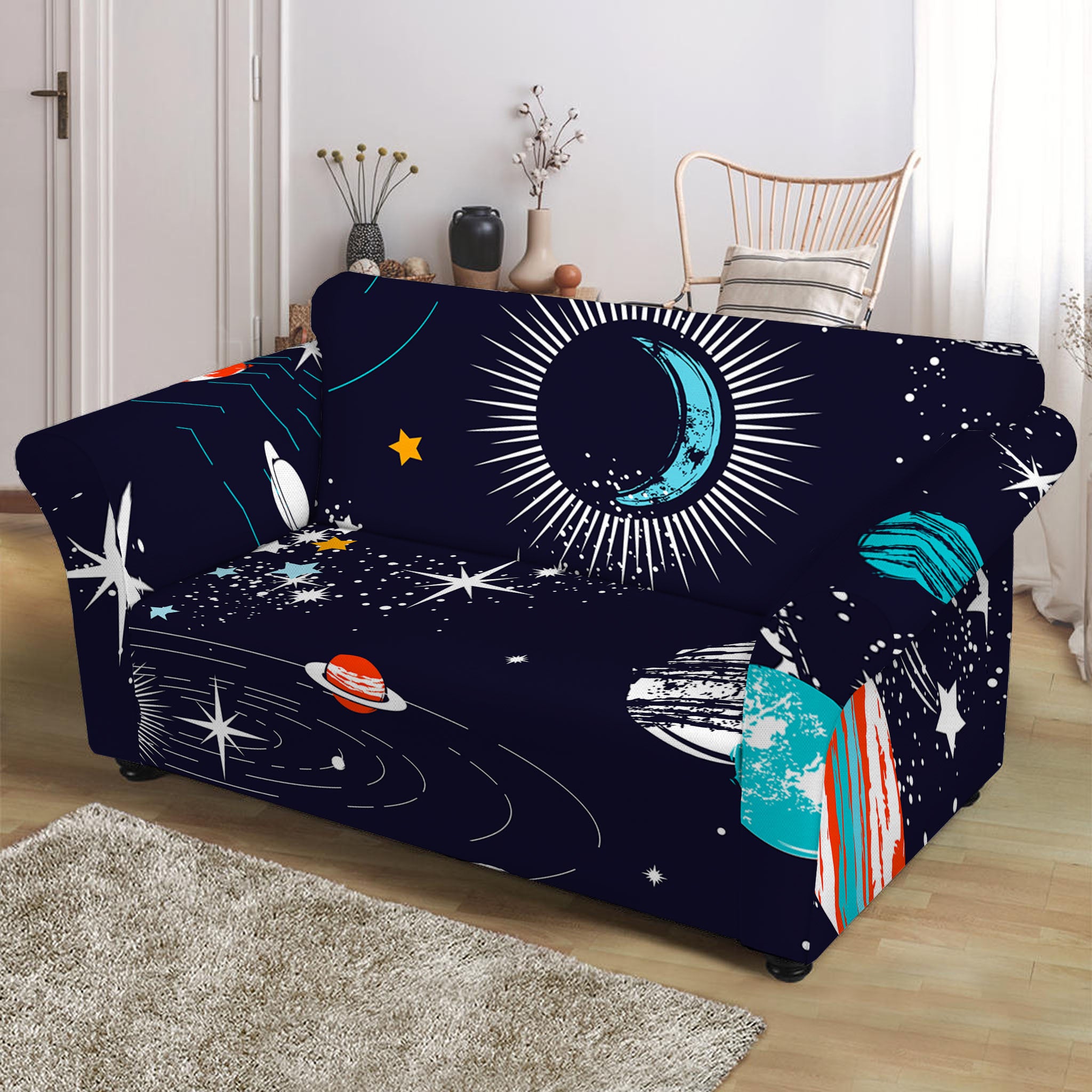 Universe Galaxy Outer Space Print Loveseat Slipcover