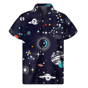 Universe Galaxy Outer Space Print Men's Short Sleeve Shirt