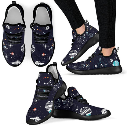 Universe Galaxy Outer Space Print Mesh Knit Shoes GearFrost
