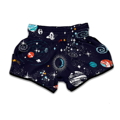Universe Galaxy Outer Space Print Muay Thai Boxing Shorts