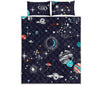 Universe Galaxy Outer Space Print Quilt Bed Set