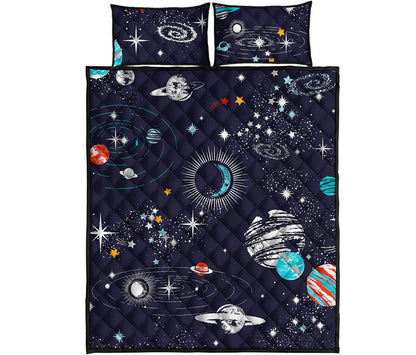 Universe Galaxy Outer Space Print Quilt Bed Set