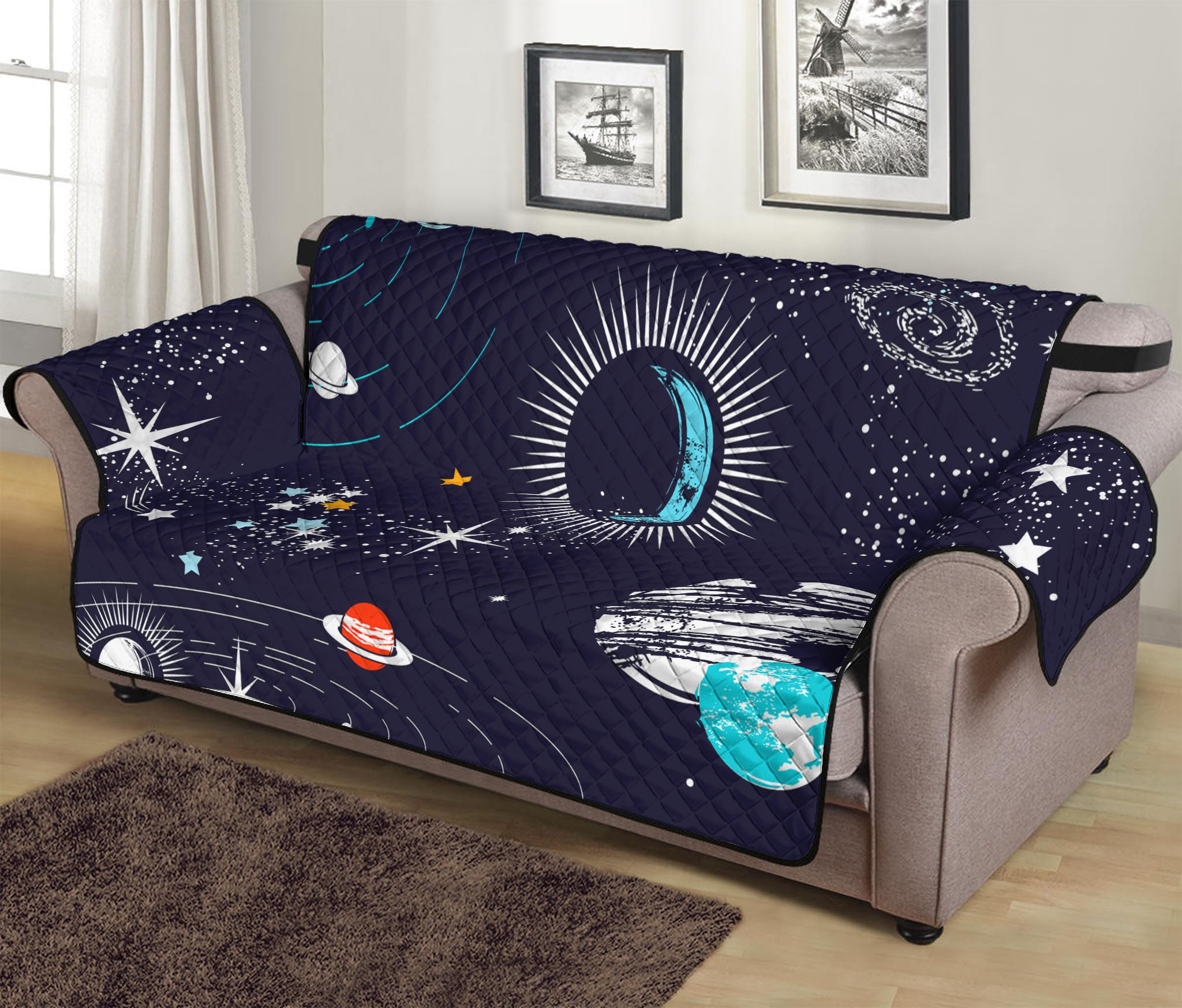 Universe Galaxy Outer Space Print Sofa Protector