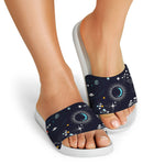 Universe Galaxy Outer Space Print White Slide Sandals