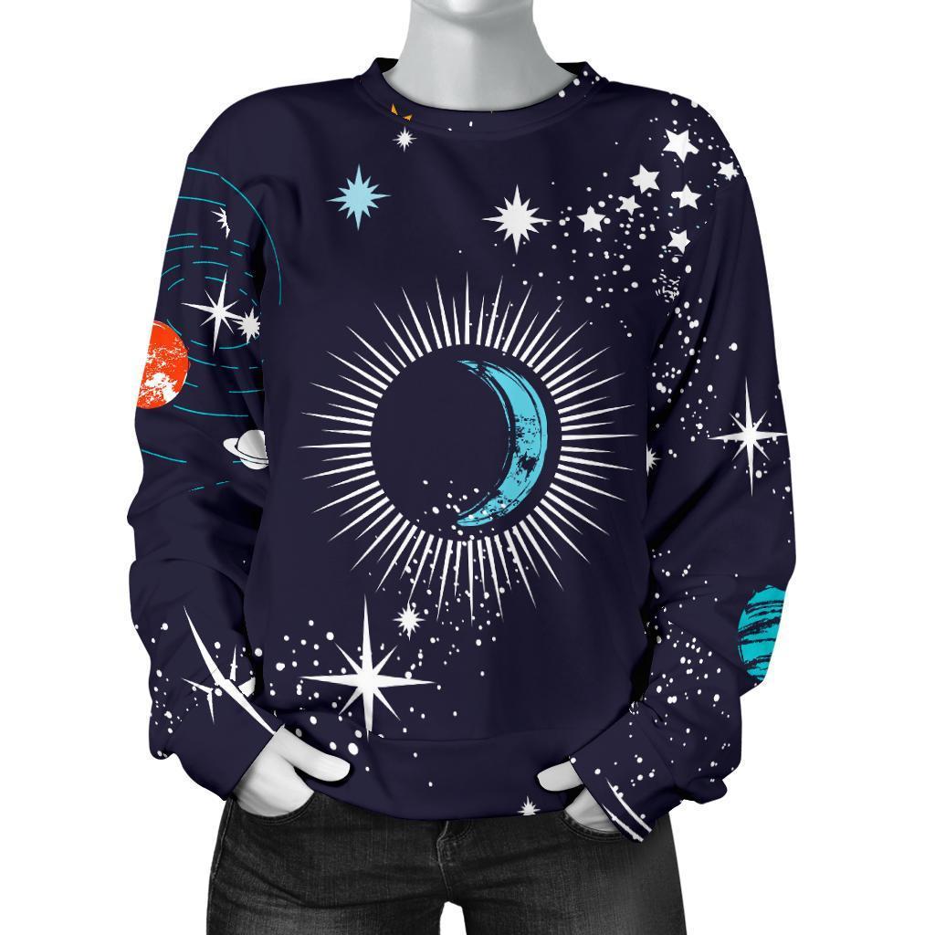 Universe Galaxy Outer Space Print Women's Crewneck Sweatshirt GearFrost