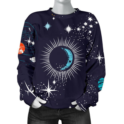 Universe Galaxy Outer Space Print Women's Crewneck Sweatshirt GearFrost