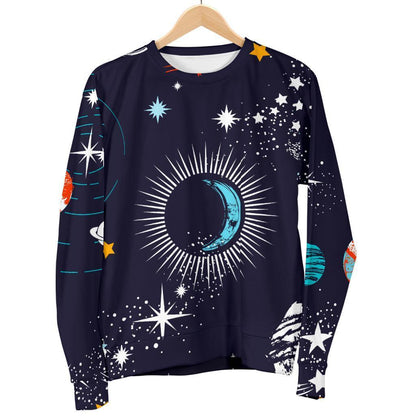 Universe Galaxy Outer Space Print Women's Crewneck Sweatshirt GearFrost
